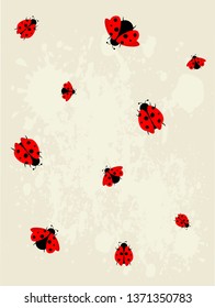 Ladybug seamless pattern with Gray splash background