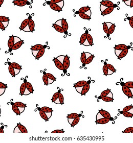 Ladybug seamless pattern. Hand drawn colorful background. For wallpaper, cloth design, fabric, paper, cover, textile. 