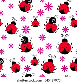 Ladybug seamless pattern. Ladybird endless pattern
