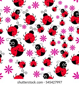 Ladybug seamless pattern. Ladybird endless pattern