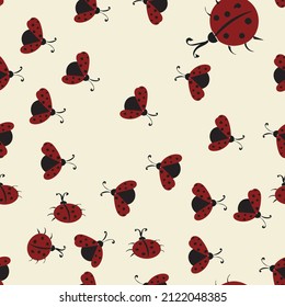 
ladybug seamless pattern on bright background. Template for fabric, paper and design