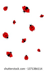 ladybug seamless pattern, on white background