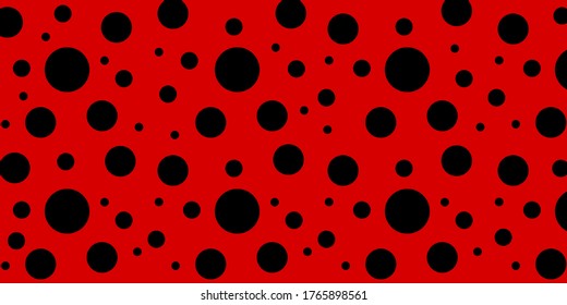 Ladybug seamless pattern with red background and black spots print for textile, fashion, scrapbook paper, wallpaper. Vector illustration. EPS 10