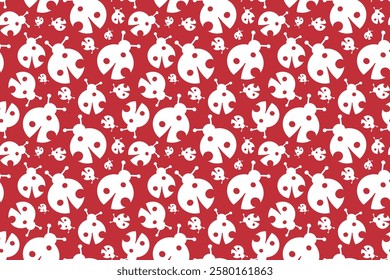 ladybug, seamless pattern, two colors, red, background, design, card, packaging, cover, children, fabric design, fabric print, paper design,