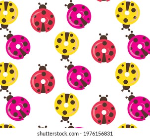 Ladybug seamless pattern vector cute