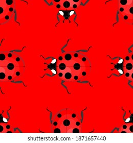 ladybug, patrón transparente, ilustración vectorial