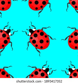ladybug seamless pattern, vector illustration