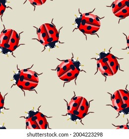 Ladybug Seamless Pattern. Vector Illustration.