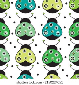 Ladybug seamless pattern vector illustration.