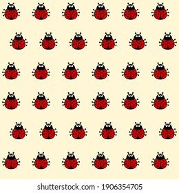 Ladybug seamless pattern vector. Repeating texture summer background. Spring wallpaper. Colorful gift wrapping paper. Fabric print. Textile design.