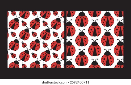 Ladybug seamless pattern vector SET