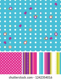 LadyBug seamless vector pattern collection. Sweet, colorful patterns for bright, young girls.