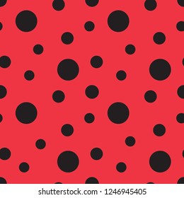 Ladybug seamless vector pattern. Seamless pattern with red background and black spots