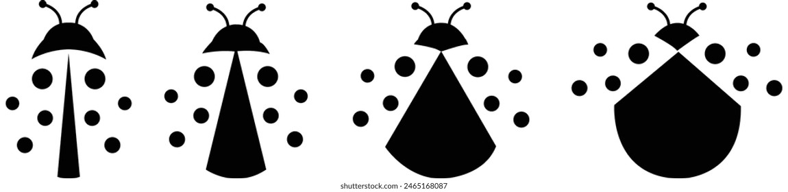 ladybug set. Vector dotted or polka dot pattern. Let spring begin. ladybug sign represents protection, resistance, luck and prosperity, but also symbol of senseless violence. on transparent background