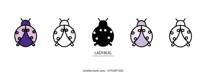 LADYBUG SET VECTOR TYPE ICON