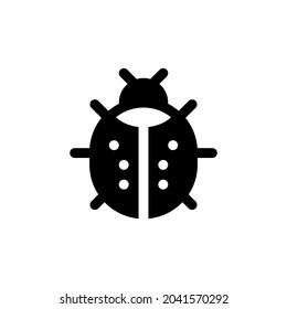 Ladybug Silhouette Icon On White Background