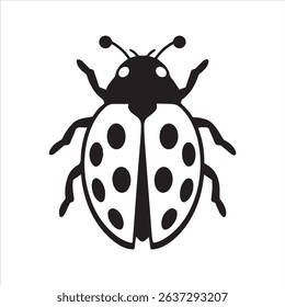 Ladybug Silhouette Vector Icon – Minimal Insect with Dots and Antennae