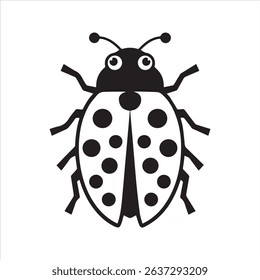 Ladybug Silhouette Vector Icon – Minimal Insect with Dots and Antennae