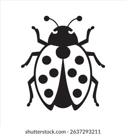 Ladybug Silhouette Vector Icon – Minimal Insect with Dots and Antennae