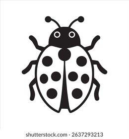 Ladybug Silhouette Vector Icon – Minimal Insect with Dots and Antennae