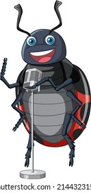 A ladybug singer cartoon character isolated illustration