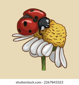 A ladybug sits on a flower