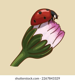 A ladybug sits on a flower