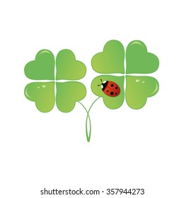 Ladybug sitting on a green leaf