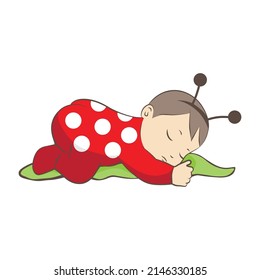 ladybug sleeping baby, vector art