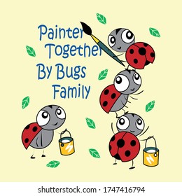 ladybug small beetle is painting, vector illustration 