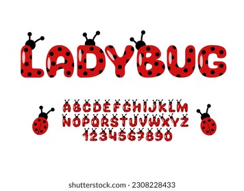 Fuente de verano de Ladybug. Alfabeto de Cute Bugs. Cartas y números para niños.