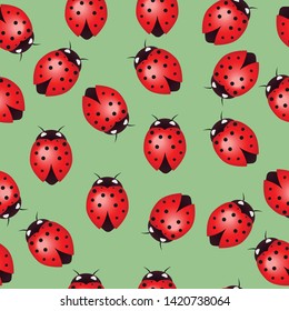 Ladybug summer insect pattern vector