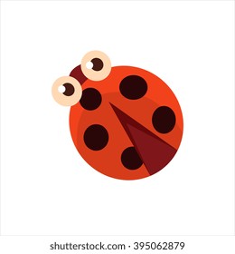 Ladybug From The Top Childish Character Isolated Flat Colorful Vector Icon On White Background