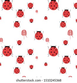 Ladybug with trees pattern on white background