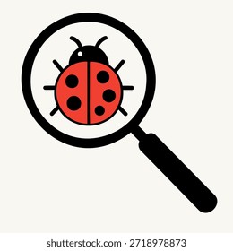 Marienkäfer unter Lupe Glas Vektor - Insektenbeobachtung Symbol