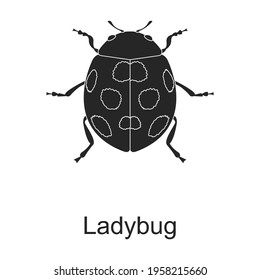 Ladybug vector black icon. Vector illustration pest insect ladybug on white background. Isolated black illustration icon of pest insect.