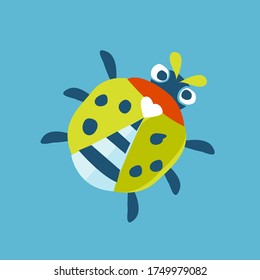 ladybug vector, cute animal, insect, fly.