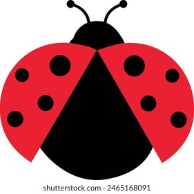 ladybug. Vector dotted or polka dot pattern. Let spring begin. ladybug sign represents protection, resistance, luck and prosperity, but also symbol of senseless violence. on transparent background