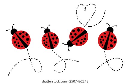 ladybug. Vector dotted or polka dot pattern. Let spring begin. ladybug sign represents protection, resistance, luck and prosperity, but also symbol of senseless violence. on white background