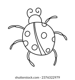 Ladybug vector icon in doodle style. Symbol in simple design. Cartoon object hand drawn isolated on white background.