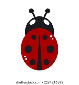 Ladybug vector icon, flat silhouette of a colorful beetle.