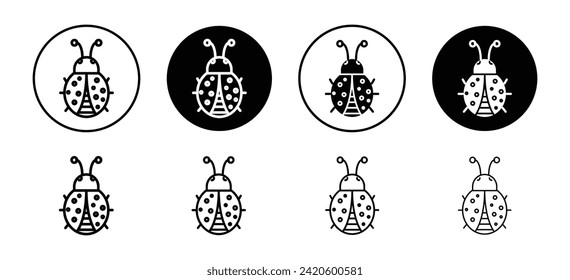 Ladybug vector icon set collection. Ladybug Outline flat Icon.