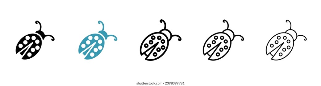 Ladybug vector icon set. Ladybug ladybird computer virus for UI designs.