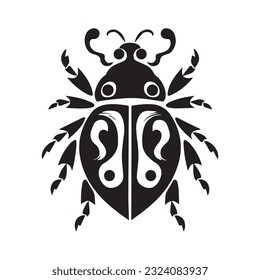 ladybug vector illustration black and white