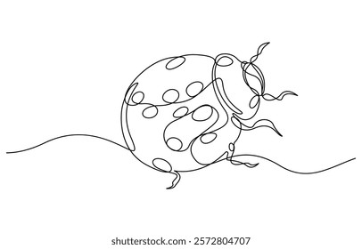 Ladybug Vector illustration continuous line drawing, Single continuous line drawing of adorable ladybug