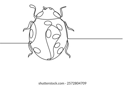 Ladybug Vector illustration continuous line drawing, Single continuous line drawing of adorable ladybug