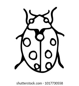 Ladybug vector illustration. Doodle style. Design, print, decor, textile, paper