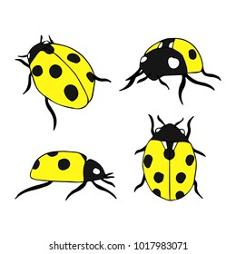 Ladybug vector illustration. Doodle style. Design, print, decor, textile, paper