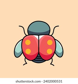 Ladybug vector illustration, flat 2D vector