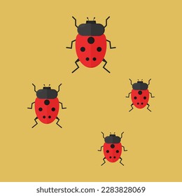ilustración de vector ladybug en fondo amarillo